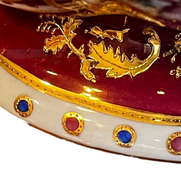 Vintage Sevres Style Porcelain Serving Bowl Hand Painted Scenes Gold Gilding Art - Picture 14 of 16